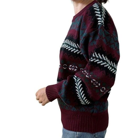 Vintage 1980s Crew Neck Geometric Ugly Christmas Sweater Preppy Sz M - Picture 5 of 6